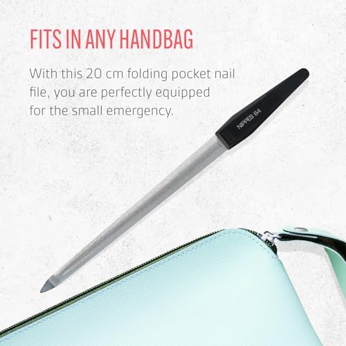 Nippes Stainless Steel Sapphire Nail File - Professional Finger Manicure File - Quality Handmade in Solingen Germany - Ergonomic Hand Grip - for Scraping, Strengthening, Fingernails, Toenails [18cm]
