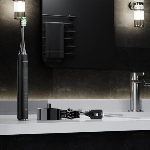 Electric Toothbrush Charger Base Compatible with AquaSonic Black/Vibe Series Tooth Brushes Replacement Waterproof Battery Charging Stand Power Adapter - Black