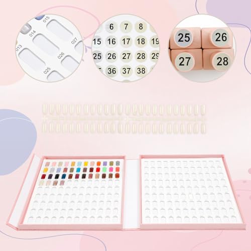 Professional 216 Nail Colors Chart, Nail Gel Polish Organizer Display Card Book, Nail Art Salon Nail Swatch Stick Card board Painting Practice Book