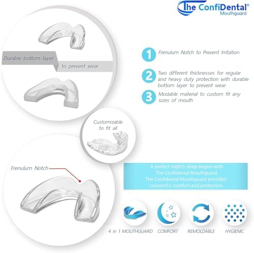 Pack of 3 Moldable Mouth Guard for Teeth Grinding Clenching Bruxism, Sport Athletic, Whitening Tray, Including 2 Regular and 1 Heavy Duty Guard (2 (LLL) Regular 1 (II) Heavy Duty)