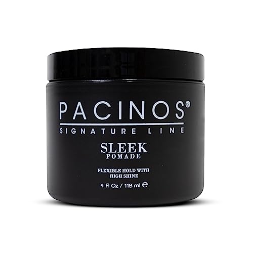 Pacinos SLEEK High Shine Flexible Pomade for Men - Long-Lasting Styling for Medium to Longer Hair - Wet Look with All-Day Hold - 4 oz