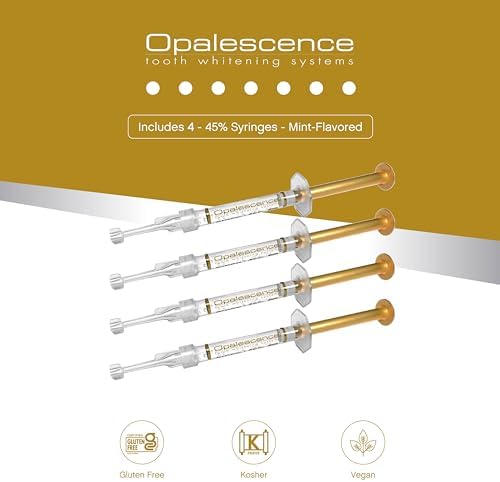 Opalescence 45% Syringes Teeth Whitening Gel - with PF - (4 Syringes) Refill Kit Carbamide Peroxide. Made by Ultradent, in Mint Flavor. Tooth Whitening 5359-2