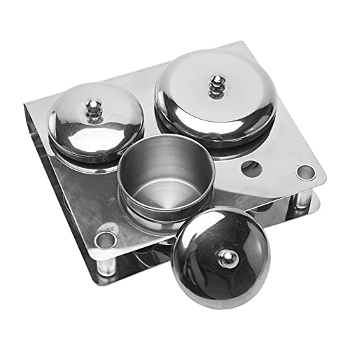 3PCS Professional Stainless Steel Acrylic Nail Tips Cup Dappen Dish Liquid Powder Holder Container Nail Art Equipment Tools (Silver)