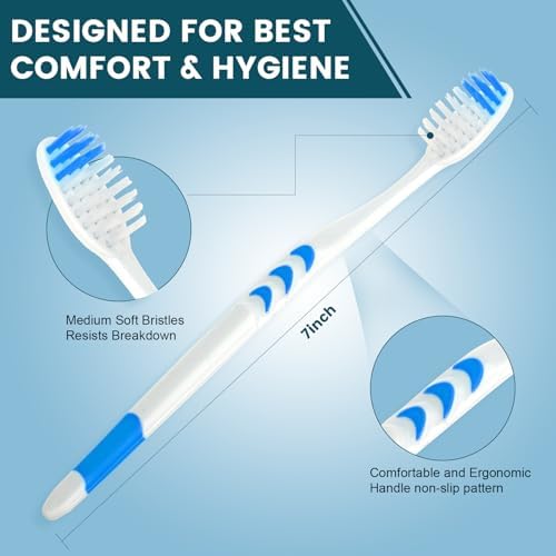 Navona 300 PCS Premium Individually Wrapped Bulk Toothbrush Pack, Disposable Toothbrushes, Kids Toothbrush, Medium Soft Bristle Toothbrushes, Ergonomics Handle, Perfect for Travel Hotel Donation