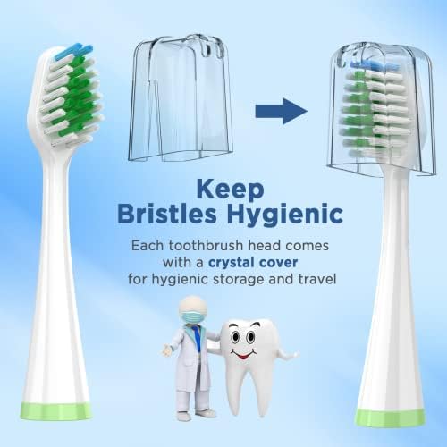 Replacement Brush Heads for Smile Bright Platinum Sonic Electric Toothbrush, Soft Bristles, 5-Pack, with Covers
