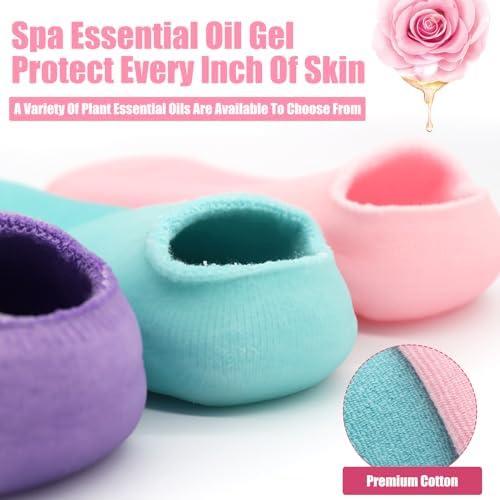 2Pairs Moisturizing Socks - Silicone Socks for Dry Cracked Feet Women - Gel Socks for Dry Cracked Feet Women - Lotion Socks for Repairing and Softening Dry Cracked Feet Skins