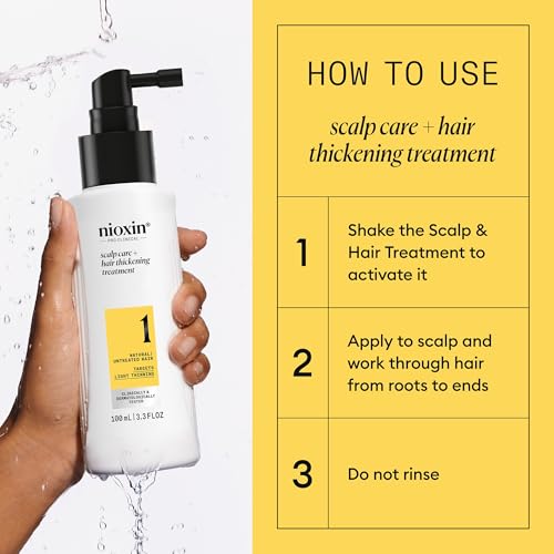 Nioxin System 1 Scalp Care + Hair Thickening Leave-In Treatment | For Natural Hair with Light Thinning | Strengthen Against Damage & Breakage with Niacinamide & Biotin