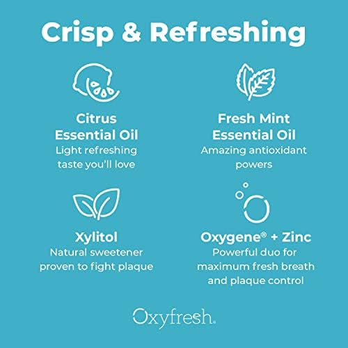 Oxyfresh Premium Lemon Mint Fresh Breath Mouthwash – Oral Rinse for Bad Breath – SLS & Fluoride Free Mouthrinse – Alcohol Free, Gentle Non Burning Mouthwash with Xylitol & Essential Oils, 16 oz