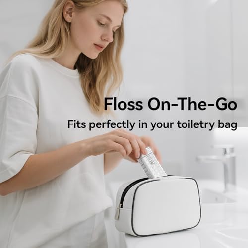 Liberex Portable Water Flosser Cordless - 40S Quick Dental Floss for Travel Vacations Commute Work Outdoor, Waterproof with Customizable Water Pressure