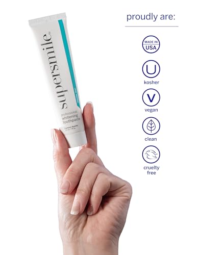 Supersmile Professional Whitening Toothpaste w/ Fluoride - Removes Stains & Whitens Teeth 6 Shades - Enamel Strengthening - No Sensitivity - Travel Size (Original Mint, 1.4 Oz)