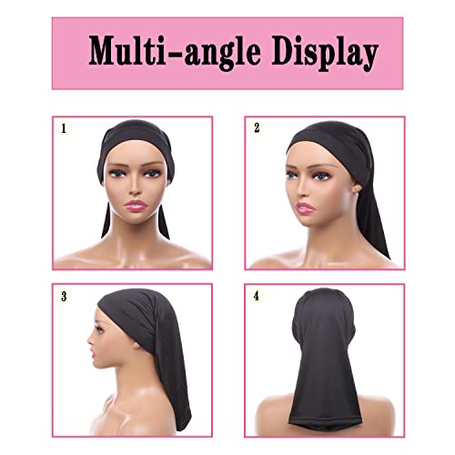 Leeven 4 Pieces Dreadlock Cap Tube Unisex Bands Elastic Long Hair Dreads Head Wraps Cap Locs Socks for Dreads for Men Women Spandex Dreadlock Cap
