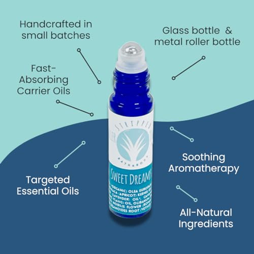 SWEET DREAMS Roll On Relaxation Aromatherapy | Night Time Unwind Support Blend w/Lavender, Neroli & Chamomile Essential Oils | Stocking Stuffer Idea