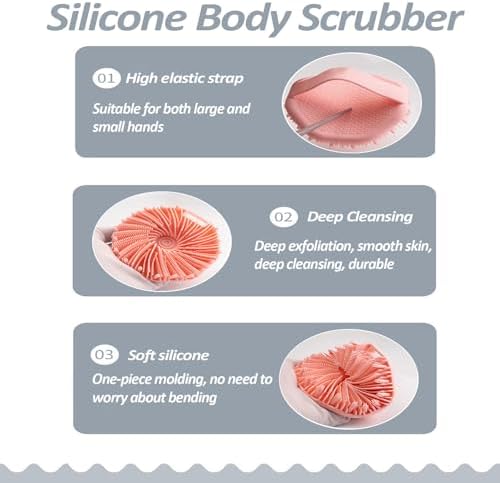 Suddies Body Scrubber, Silicone Body Scrubber, Silicone Loofah, Body Scrub Brush for Effective Showering Exfoliation, Travel Loofah for Women & Men for Delicate Skin (Black)