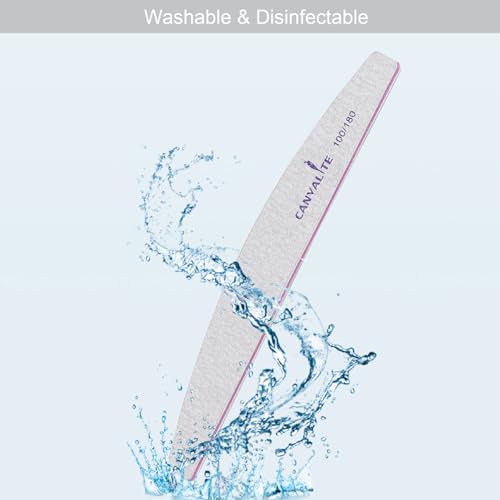 Canvalite 50 PCS Nail File Professional Nail Files Reusable Double Sided Emery Board(100/180 Grit) Nail Styling Tools for Home and Salon Use