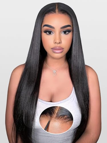 Wear and Go Glueless Wigs Human Hair Pre Plucked Pre Cut 180% Density 6x4 Ready to Wear Glueless Human Hair Wigs Straight for Black Women 20 Inch