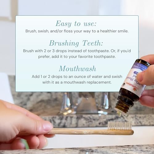 Nut Free Healthy Mouth Blend Organic Tooth Oil, Made in The USA Fluoride Free Toothpaste & Mouthwash Alternative, Natural Rinse for Healthy Teeth & Gums for Women, Men and Kids, Pack of 3