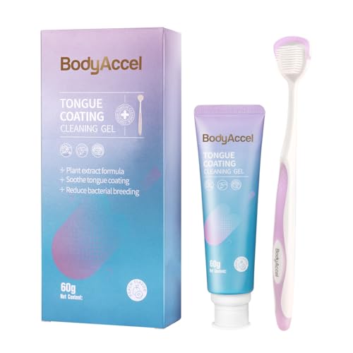 Tongue Cleaner Gel with Tongue Brush – Fresh Breath Oral Care Kit – Tongue Scraper Gel Set for Bad Breath Removal, Maintain Oral Health