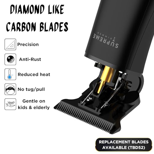 Supreme Trimmer T Shaper - Quiet Cordless Beard & Hair Trimmer for Men | 120 Min Runtime, Low Noise, Zero-Gap DLC Blade | Ideal for Sensitive Skin, Kids & Elderly | ST5206