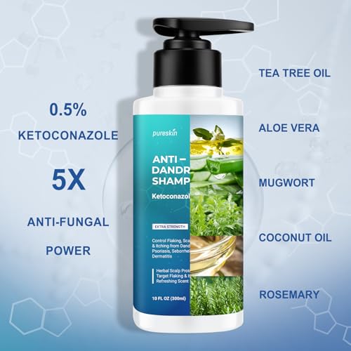 Psoriasis & Seborrheic Dermatitis Shampoo: Balanced Antifungal Protection Herbal & Tea Tree Oil - Potent Recurrence Control for Stubborn Scalp Flaking Itchy 10 Oz