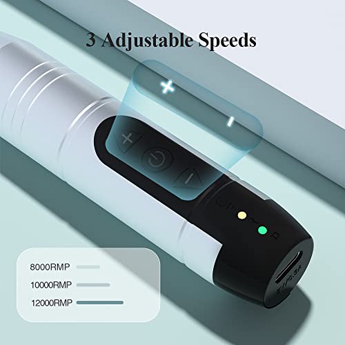 Electric Nail Drill Cordless, TOUCHBeauty Electric Nail File Machine Professional 12 in 1 for Acrylic Gel Nails, Manicure Pedicure Kit for Polishing Rechargeable (Silver)