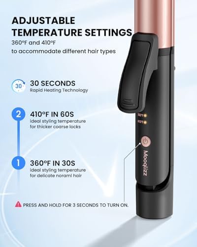 Dual Voltage Curling Iron, Travel Flat Iron Hair Curler in One for European, 1 1/4 Inch Ceramic Plates with Adjustable Temperature, Travel Size Glove Included, Black