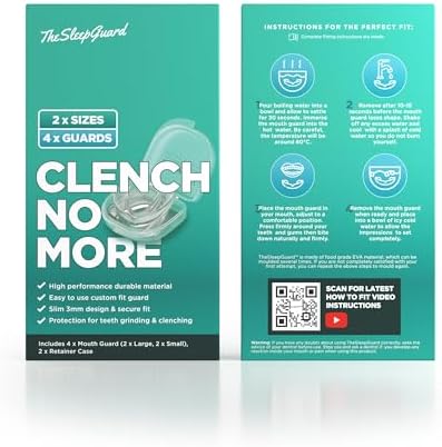 Mouth Guard for Clenching Teeth at Night [Pack of 4, Small & Large Sizes] – Custom Night Guards for Teeth Grinding – Nighttime Protection During Sleep for Men and Women