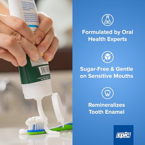 Epic Fluoride & Xylitol Toothpaste for Adults - 31% Xylitol for Clean Teeth - SLS Free Toothpaste with Fluoride for Oral Care - Spearmint Flavored, 4.9oz Tube (Pack of 2)