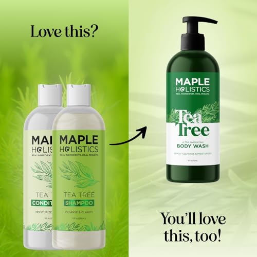 Tea Tree Shampoo and Conditioner Set - Sulfate Free Clarifying Shampoo and Conditioner for Oily Hair & Scalp Care with Australian Tea Tree Oil - Complete Dry Scalp Treatment for Build Up (8 Fl Oz)