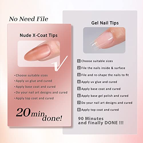 BTArtbox Almond Nail Tips - Brown Soft Gel Nail Kit with 150 pcs Medium Fake Nails, Gel Nail Glue, Top Coat, Nail Lamp, Pre-colored Press on Nails for Nail Art