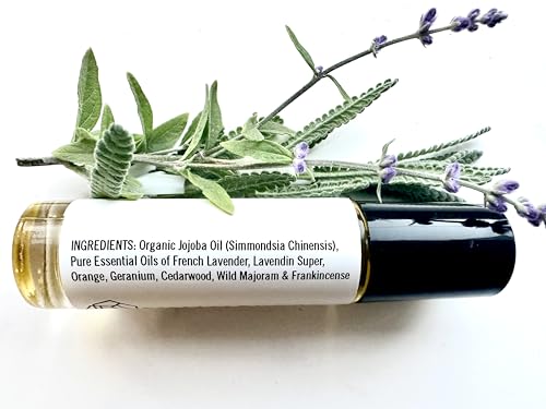 Shamarwyn French Lavender Zen Blend Perfume Oil, Organic Jojoba Base with Botanical Lavender, Orange, Wild Marjoram & Frankincense Pure Essential Oils 10ML