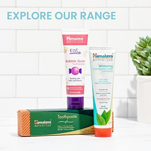 Himalaya Botanique Whitening Complete Care Travel Toothpaste, Mint - Travel Size Whitening Toothpaste Without Fluoride for Brighter Teeth & Fresh Breath - Vegan, 0.74 oz (Pack of 10)