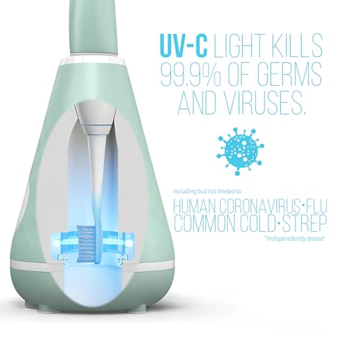 TAO Clean UV Sanitizing Sonic Toothbrush and Cleaning Station, Electric Toothbrush, Dual Speed Setting, Seaglass Green