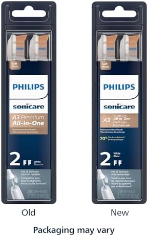 Philips Sonicare A3 Premium All-in-One, Genuine Replacement Toothbrush Heads, White, 2 Pack, HX9092/65