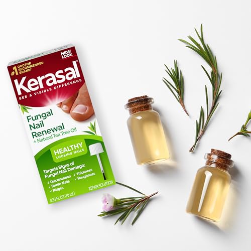 Kerasal Renewal Nail Repair Solution with Tea Tree Oil for Discolored and Damaged Nails, 0.33 Oz (Pack of 1)