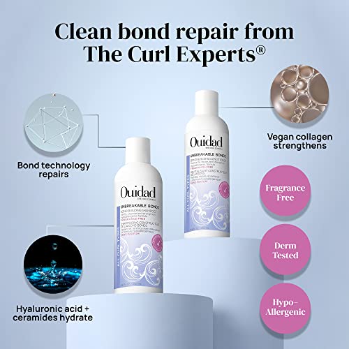 OUIDAD Unbreakable Bonds Bond Building Conditioner for Curly Hair - Fragrance Free - 8.5 oz