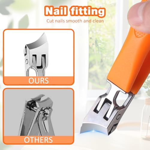 Wide Jaw Opening Anti-Splash Slanted Nail Clipper, Fingernail and Toenail Clippers Clippers for Ingrown Nails, Curved Toenail Clippers for Thick Nails, Household Slanted Nail Clippers (Black)