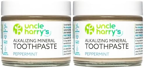 Uncle Harry's Peppermint Remineralizing Toothpaste | Natural Whitening Tooth Paste Freshens Breath & Promotes Enamel | Vegan Fluoride Free Toothpaste (2 Pack)