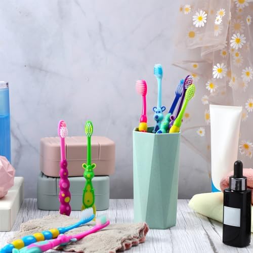 Toddler Toothbrush Pack - 24 Pieces, Soft Bristle Animal Toothbrushes with Covers, Suction Cup, Sensitive Teeth