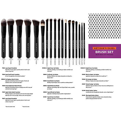SHANY Makeup Brushes Artisan Easel Elite Cosmetics Make up Brush Set, Complete Kabuki Makeup Brush Set with Standing Convertible Makeup Brush Holder Storage - 18 pcs
