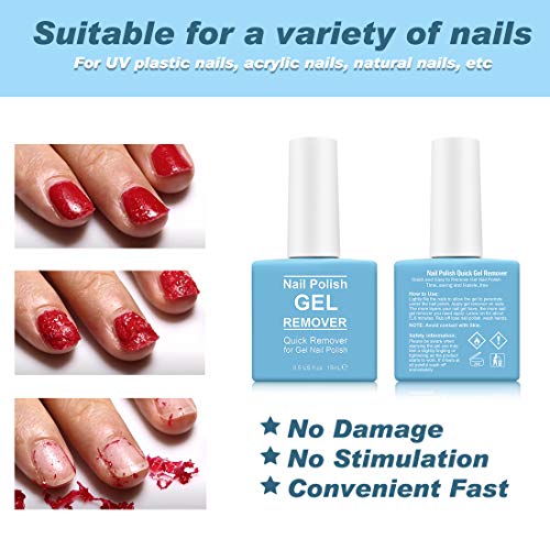 2Pcs Gel Nail Polish Remover, Nail Polish Remover for Gel Nails, Ultra-Powerful Professional, Soak-Off in 2-5 Minutes (1Pcs Cuticle Pusher, Nail Scraper & Scrub Stick)