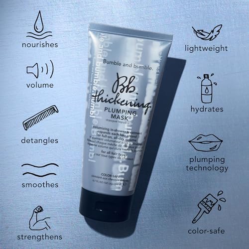 Bumble and bumble. Thickening Plumping Hair Mask | Color Safe | Hydrating, Volumizing, Smoothing + Strengthening | Curly, Wavy, Straight