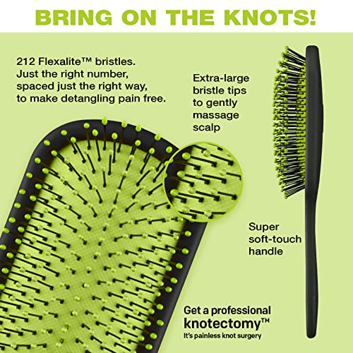 Conair The Knot Doctor for Premium Pro Detangling Brush for Wet or Dry Hair with Green Storage Case, Black