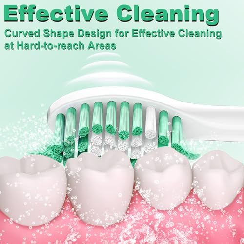 Replacement Toothbrush Heads for Philips Sonicare E-Series, Compatible with Sonicare Essence, Elite, Advance, CleanCare Screw-on Electric Toothbrush HX7022/66, 6 Pack