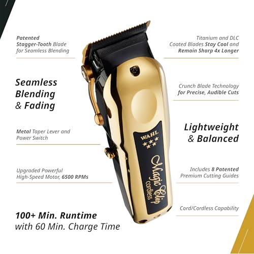 Wahl Professional 5 Star Series Cord/Cordless Magic Clip - Full Size Hair Clipper with Precision Blades, Lithium Ion Battery, and 100+ Minute Run Time for Professional Barbers & Stylists