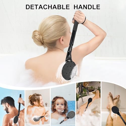 Back Scrubber for Shower,25" Long Handle Shower Brush for Body Exfoliator and Deep Clean,Back Scrubber for Shower for Men,Women and Elderly