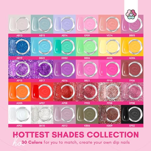 SAVILAND Dip Powder Nail Kit with Drill: Starter Set 30 Colors Summer Spring Keratin Dip Nails Powder with Dipping Liquid Set Activator Base Top Coat Cuticle Oil for DIY Manicure Nail Art