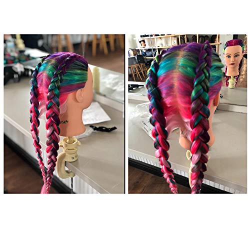 Training Head 26"-28" Mannequin Head Hair Styling Manikin Cosmetology Doll Head Synthetic Fiber Hair Hairdressing Training Model Free Clamp (1711W0320)