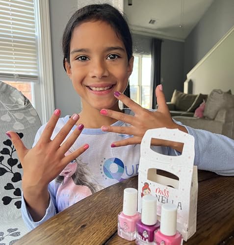 MISS NELLA SWEET LITTLE PACK, Nail Polish Set-Easy Pell off And Water Based Formula, 3 Colors of Nail Glitter set- Cheeky Bunny, Pink A Boo & Little Poppet, Perfect Kids Nail Polish