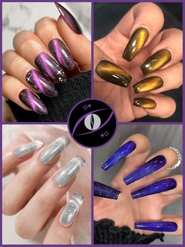 Poly Gel Nail Colors Kit EBANKU Poly Nails Extension Gel Cat Eye Glitter 6 Colors Nail Builder Gel Professional Nail Enhancement Kit for Women Popular Nail Art DIY Salon at Home