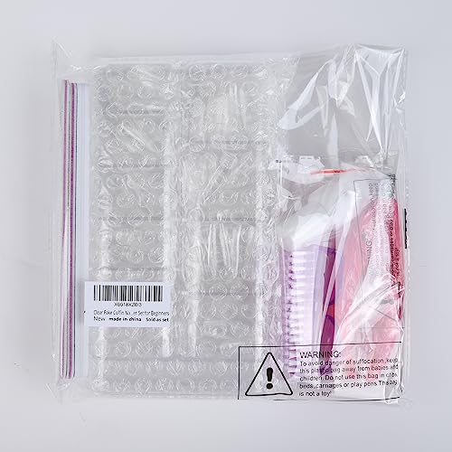 Teenitor Clear Coffin Nail Tips Set, Long Acrylic Nail Kit Full Cover Clear Press On Nails, 600 Pcs Fake Nails with Glue, Acrylic Nail Clipper Files and Buffer Polisher